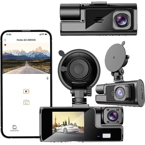 A# Avec Wi-Fi Dashcam Voiture Avant Arriere 1080P Camera Voiture Dash Cam Camera Embarquée Voiture Grand Angle De 140°,Surveillance