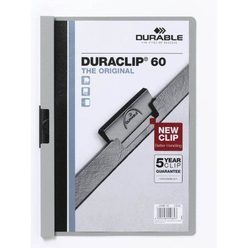 Durable Duraclip 2209-10 Chemise De Présentation À Clip Capacité 60 Feuilles Gris Lot De 25