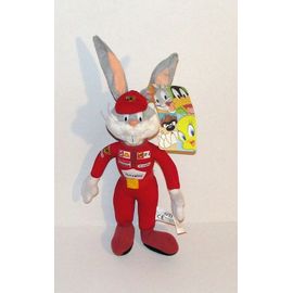 Peluche Bugs Bunny Pilote De Course F1 Doudou Lapin Bugs Bunny City Chix 26 Cm + 7 D'oreilles
