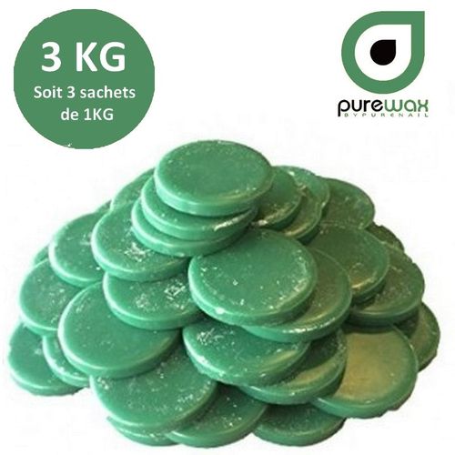 3 Kg De Galets De Cire À Épiler Traditionnelle Verte, Purewax By Purenail Épilation Sans Bande, 3 Sachets De 1kg, Top Promotion 