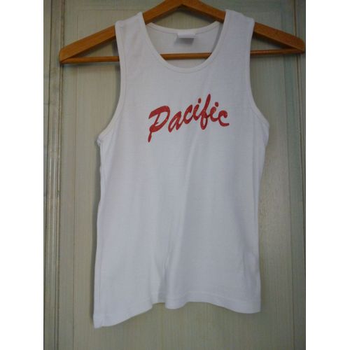 T Shirt /Débardeur Blanc Taille 12 Ans Inscription "Pacific" Devant