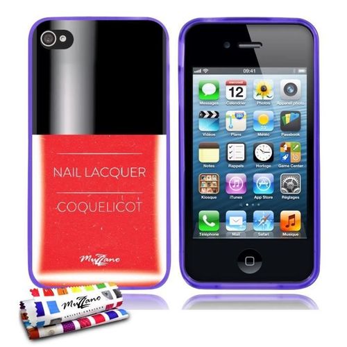 Coque Iphone 4 4s Vernis Coquelicot Silicone Violet Souple (Tpu)