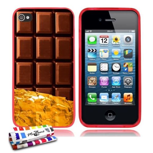 Coque Iphone 4 4s Le Chocolat Silicone Rouge Souple (Tpu)