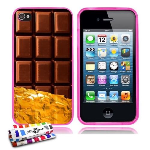 Coque Iphone 4 4s Le Chocolat Silicone Rose Souple (Tpu)