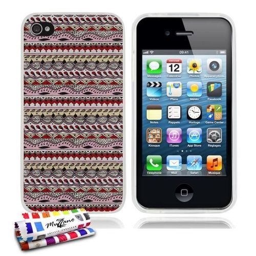 Coque Iphone 4 4s Aztèque Silicone Transparent Souple (Tpu)