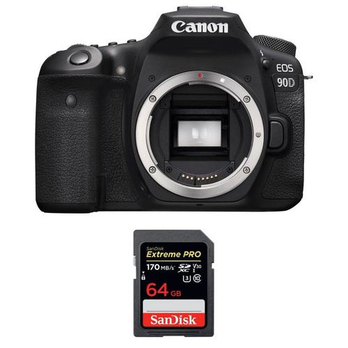 Canon EOS 90D Nu + SanDisk 64GB Extreme PRO UHS-I SDXC 170 MB/s | Garantie 2 ans