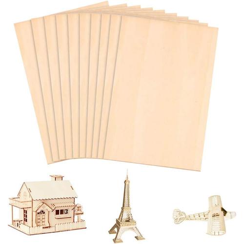 Lot de 10 feuilles de bois de balsa,300 x 200 x 1,5 mm mince,bois de tilleul non peint,contreplaqué non fini modèle artisanal modèle artisanal plaque en bois pour avion,bateau,modèle artisanal