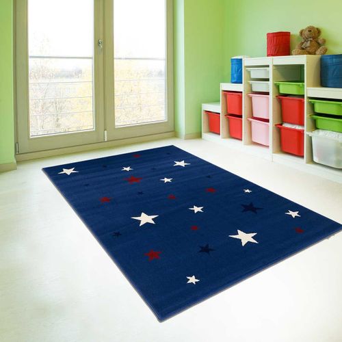 Tapis Enfant 160x230 Rectangle Tissé Bleu Lyn1 Nightsky