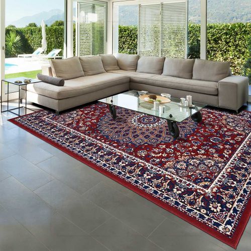 Tapis Oriental 120x170 Rectangle Crème Et Rouge Tissé Motif Ethnique Lyn1 Rosor