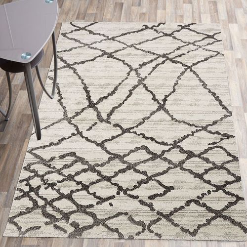 Tapis Berbère 60x110 Tissé Motif Ethnic Nalifo Blanc