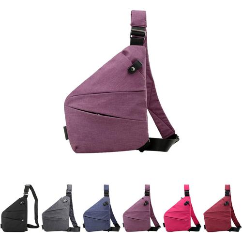 2023 New Personal Flex Bag, Fashion Anti-Thief Slim Sling Bag, Crossbody Bag, Side Crossbody Backpack for Outdoor, Right, Purple