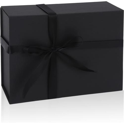 Boite cadeau,Coffret cadeau de luxe avec ruban,Boîte-cadeau magnétique avec couvercles,boite cadeau vide,Grandes boîtes cadeaux,27x21x9cm Boîte décorative d'emballage cadeau Black