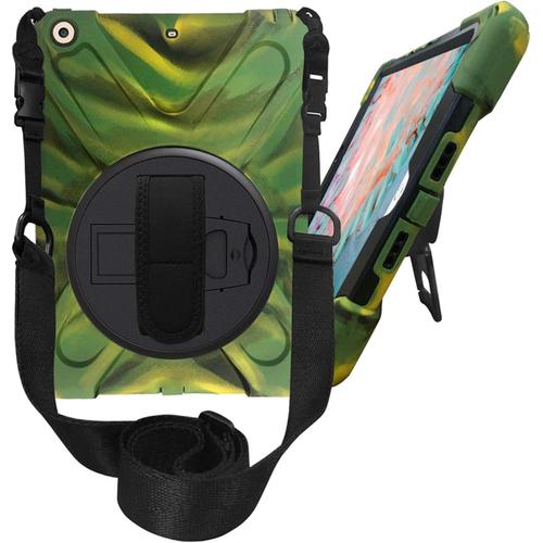 Coque Pour New Ipad 2017/2018,Rotatif À 360 Degrés Et D'un Ceinture De Cravate, Anti-Choc,Compatible Avec Apple New Ipad 9.7 Pouces (Camouflage)