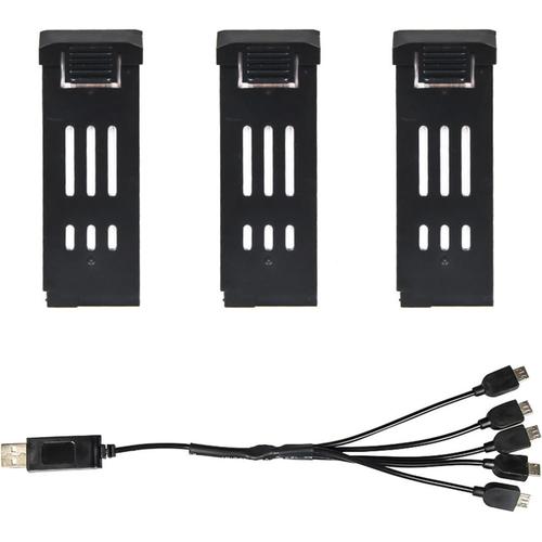 Lot De 3 Batteries De Rechange Pour Drone E58, 1200 Mah 3, 7 V, Câble De Charge 5 En 1, Garantit Une Durée De Vol Prolongée Pour Un Plaisir Continu-Générique