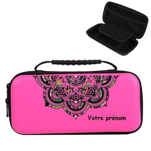 Etui Pochette Nintendo Switch Lite Rose Personnalisee Prenom Mandala Fleur Aztec