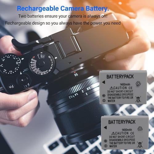 NB 5L Batterie de Caméra Rechargeable, Paquet de 2 1400 MAh 3,7 V Batterie de Remplacement au Lithium-ION pour Appareil Photo S100V S110 SX200 is SX210 is SX220 HS 90IS 800IS 850