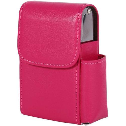 Étui de Rangement pour Cigarettes, étui à Cigarettes Exquis et de Luxe en Cuir PU, étui à Tabac, Briquet, Porte-nom, conteneur de Stockage de Carte, Nouveau Pratique(Rose Rouge)