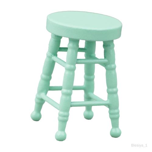 Tabouret Rond En Bois Pour Maison De Poupée 1:12, Repose-Pieds Miniature Décoratif Réaliste, Accessoire De Bricolage, Meubles Miniatures Pour Jeu Vert