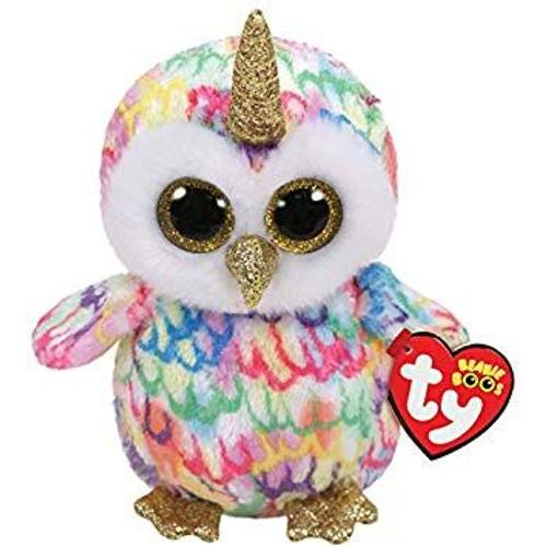 Peluche Enchanted Hibou Chouette Licorne Multicolore Ty Yeux Brillant Or 20 Cm