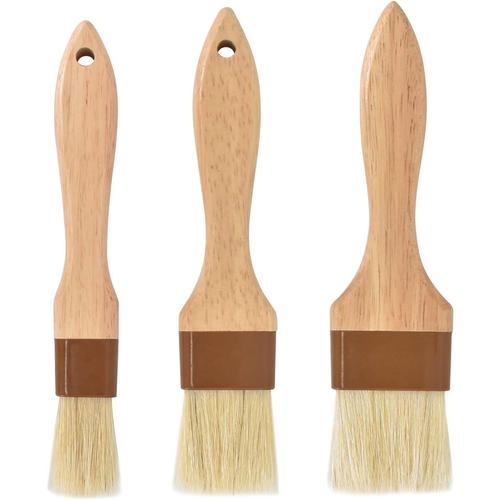 3 Pièces Pinceau De Cuisine En Bois, Pinceau À Beurre Brosse À Badigeonner Pour Barbecue, Brosse À Badigeonner, Pinceau De Ménage Pour La Pâtisserie, Pinceau À Pâtisserie Pour Sauce À Marinade