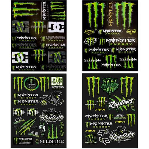 Autocollant Moto,Autocollant Moto Cross,Stickers Moto,Autocollant Monster Energy Pour Casque De Moto, Pour Motos, Casques, Dirtbikes, Skateboards (Monstres)