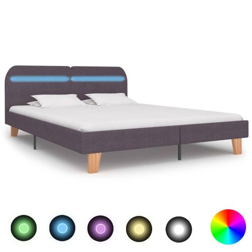 Vidaxl Cadre De Lit Avec Led Taupe Tissu 160 X 200 Cm