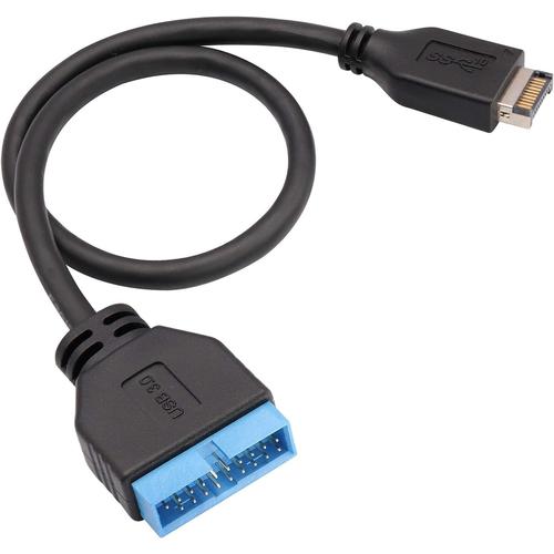 USB 3,1 Mâle Panneau Avant vers connecteur USB 3,0 Mâle 20 Broches Adaptateur de câble d'extension de Carte mère, Compatible avec ASUS/Strix Z270I / Z270G, etc. (30 cm/Noir)