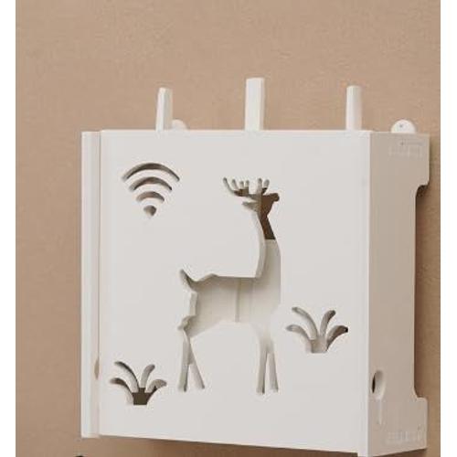 Décoration Murale à Suspendre,Routeur WiFi,étagère TV,PVC Étagère de Salon Boîtier Décodeur,Boîte de Rangement,Box Internet,Tablette Flottante pour Composants TV-Smiling Face (Nordic Deer)