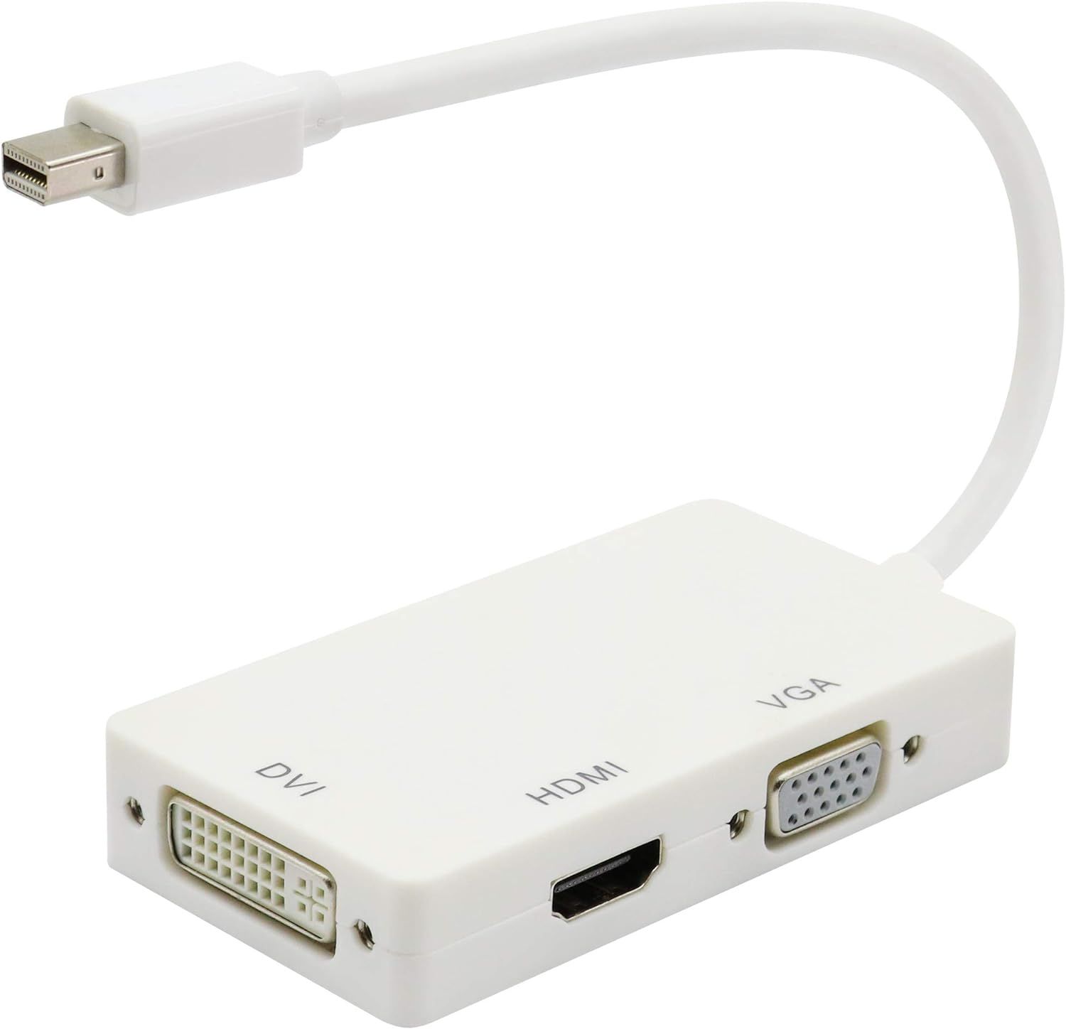 Convertisseur Mini DP 3-en-1 1080P,convertisseur vidéo Mini DP mâle vers HDMI/VGA/DVI Femelle,Compatible avec Interface Mini DP Portables,moniteurs,HDTV,projecteurs et Autres appareils.