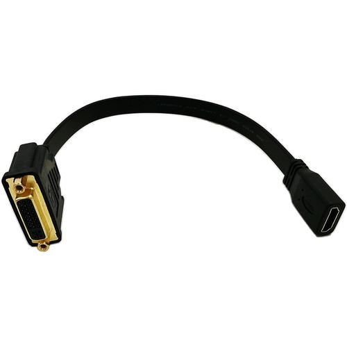 Câble Adaptateur HDMI vers DVI, 0,3 m Plat Fin HDMI Femelle vers DVI 24 + 5 Femelle convertisseur vidéo, HDMI vers DVI-D Cordon 1080p pour HDTV, Plasma, DVD et projecteur.