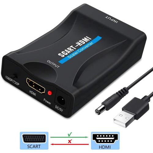 Scart to HDMI Converter Adapter, Scaler Video Audio Cable Support HDMI 720P/1080P Cable for DVD Player to TV