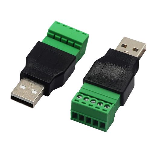 Lot de 2 connecteurs USB 2.0 A à vis Femelle vers 5 Broches Femelles à Visser 5 Broches de vissage de Type Bouclier Connecteur convertisseur 300 V 8 A Male