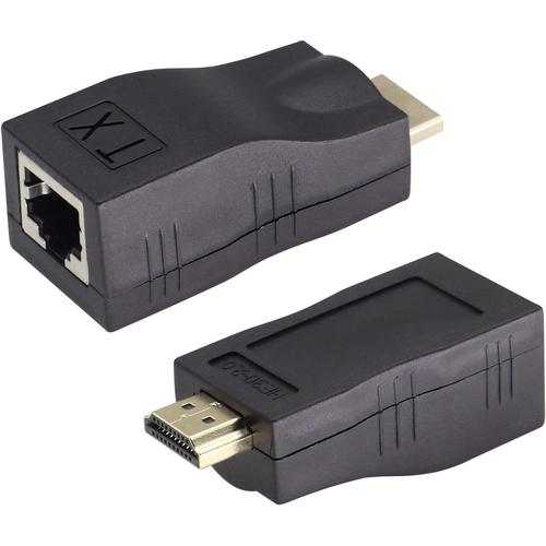 1080P Convertisseur HDMI mâle vers RJ45 Femelle Adaptateur Ethernet réseau 4k,répéteur HDMI Via Un câble 6/6e,Extension HDTV pour HDTV PS4 STB 4K 2K (Noir/2Pièce)