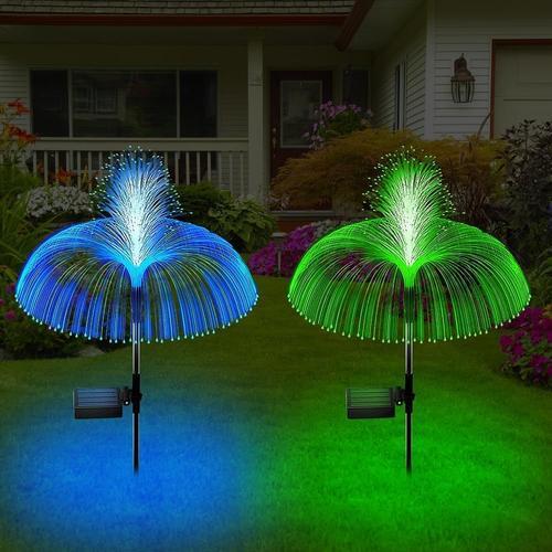 2 Pièces Lumière Solaire Extérieur, Led Méduse Lampes Solaires Extérieures De Jardin Avec 7 Couleurs Changeantes Lumières De Méduses À Fibres Optiques Lampe Solaire Jardin Pour Pelouse