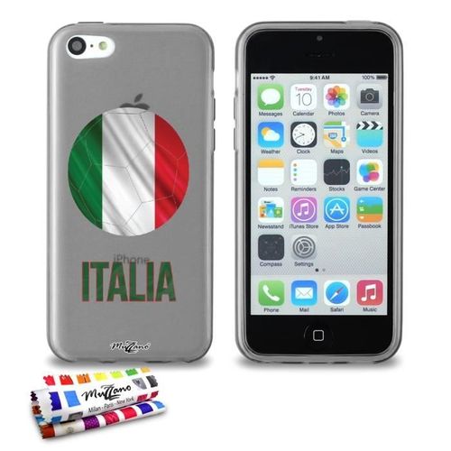 Coque Iphone 5c Ballon Drapeau Italie Silicone Gris Souple (Tpu)