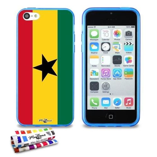 Coque Iphone 5c Drapeau Ghana Silicone Bleu Souple (Tpu)