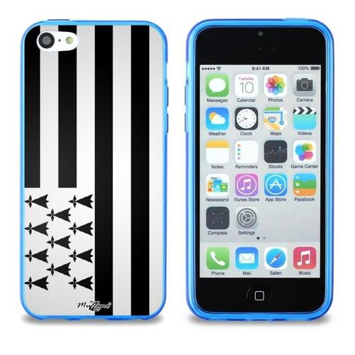 Coque Iphone 5c Drapeau Bretagne Silicone Bleu Souple (Tpu)