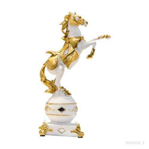 Figurine de cheval debout en résine, ornement de bureau, salle à manger, chambre à coucher, Sculpture animale, Figurine de bureau pour l'ameublement Blanc