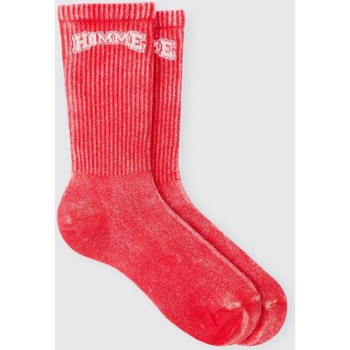 Acid Wash Homme Socks In Red Homme - Rouge - One Size, Rouge