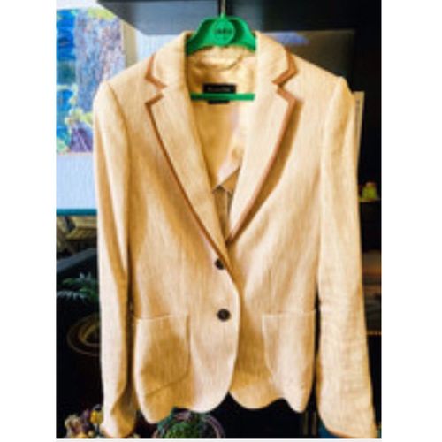 Veste En Lin Liseré Cuir Femme Été