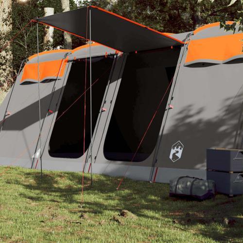 Vidaxl Tente De Camping Tunnel 8 Personnes Gris Et Orange Imperméable