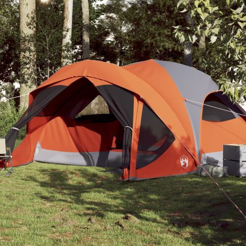 Vidaxl Tente De Cabine Familiale 6 Personnes Gris Orange Imperméable