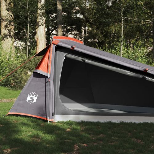 Vidaxl Tente De Camping Tunnel 2 Personnes Gris Et Orange Imperméable