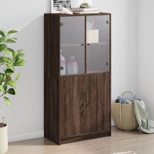 Vidaxl Buffet Haut Avec Portes Chêne Marron Bois D'ingénierie