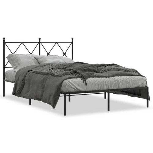 Vidaxl Cadre De Lit Métal Avec Tête De Lit Noir 120x200 Cm