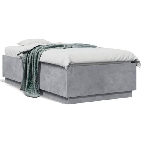 Vidaxl Cadre De Lit Avec Lumières Led Gris Béton 90x190 Cm