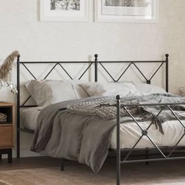 Vidaxl Tête De Lit Métal Noir 160 Cm