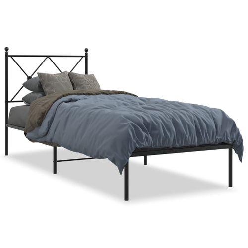 Vidaxl Cadre De Lit Métal Avec Tête De Lit Noir 80x200 Cm