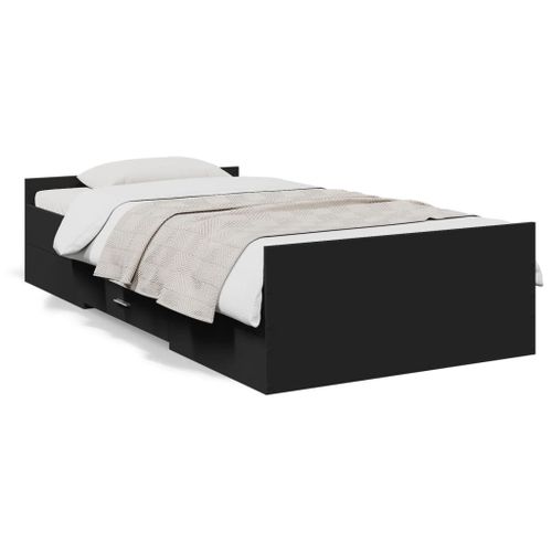 Vidaxl Cadre De Lit Avec Tiroirs Sans Matelas Noir 90x190 Cm