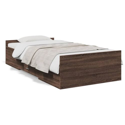 Vidaxl Cadre De Lit Avec Tiroirs Sans Matelas Chêne Marron 90x190 Cm